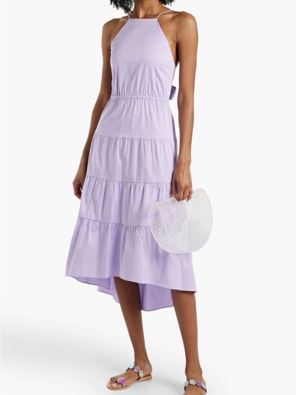 Alice + Olivia | Cotton Hartley Tie-back Lavender Midi Dress